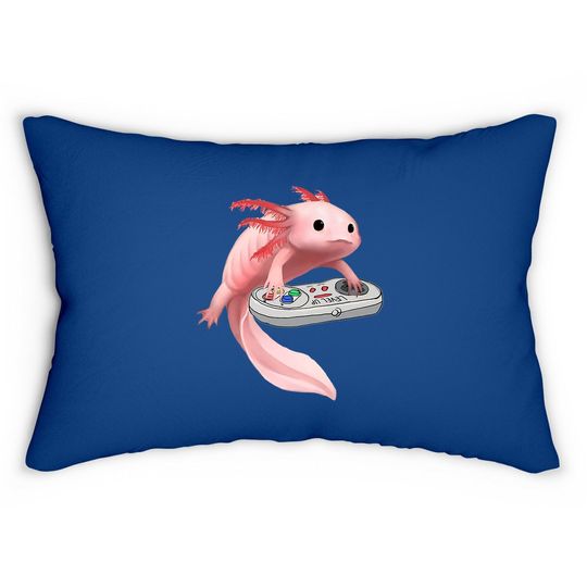 Fish Playing Video Game White-axolotl Lizard Gamers Lumbar Pillow