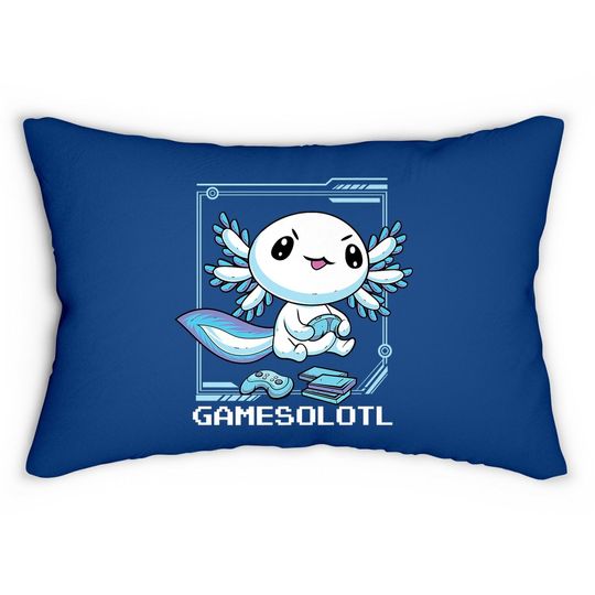 Gamesolotl Gamer Axolotl Fish Playing Video Games Lizard Lumbar Pillow