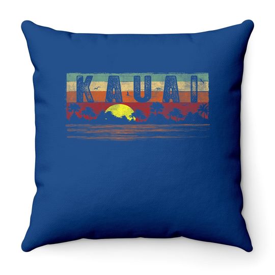 Vintage Tropical Kauai Hawaii Throw Pillow