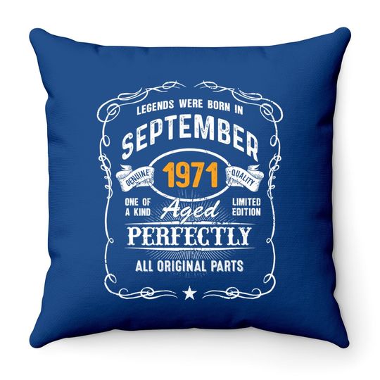 Day Of Birth Vintage Retro Born In September 1971 Throw Pillow