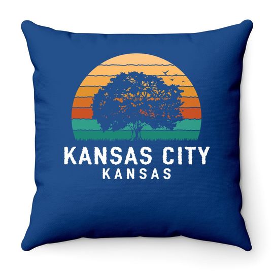Kansas City Vintage Sunset Throw Pillow