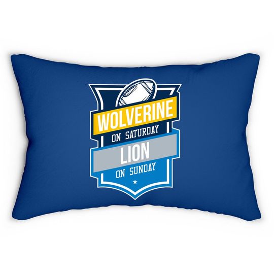 Retro Wolverine On Saturday Lion On Sunday Michigan Gift Lumbar Pillow