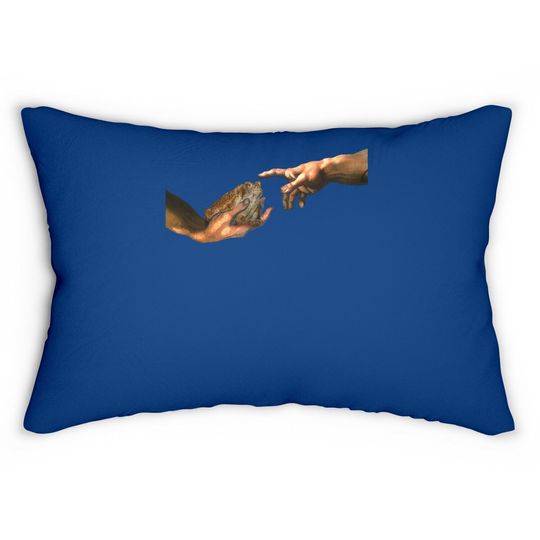 Michelangelo's Toad Parody, Creation Of A Toad Frog Lumbar Pillow