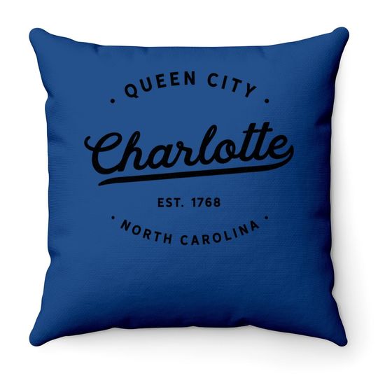 Classic Vintage Retro Charlotte Queen City Throw Pillow