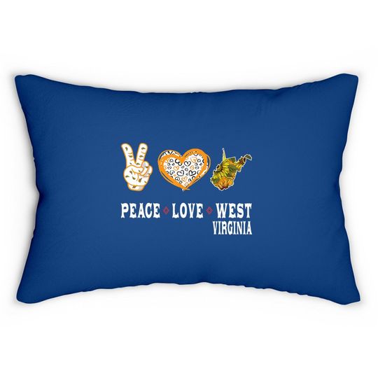 Peace Love West Virginia State Sunflower Lumbar Pillow