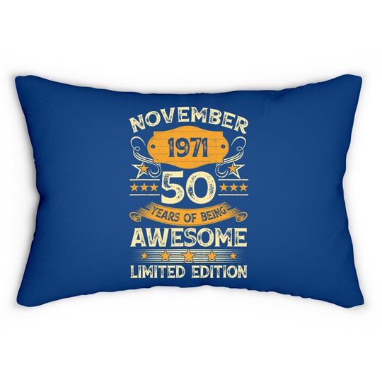 Vintage November 1971 50th Birthday Lumbar Pillow