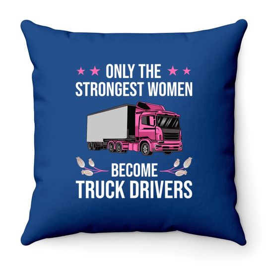 Female Truck Driver Design Throw Pillow