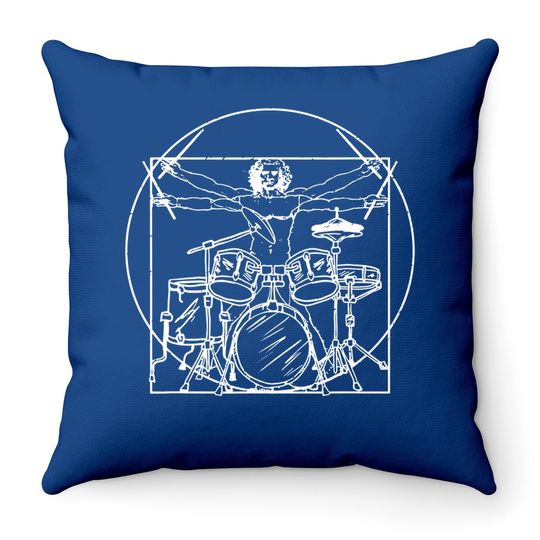 Da Vinci Drums Drawing Present Throw Pillow