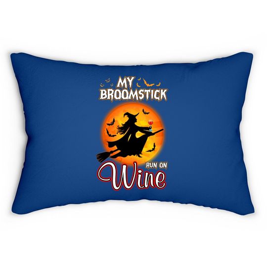 My Broomstick Run On Wine Witch Moon Halloween Magic Lumbar Pillow