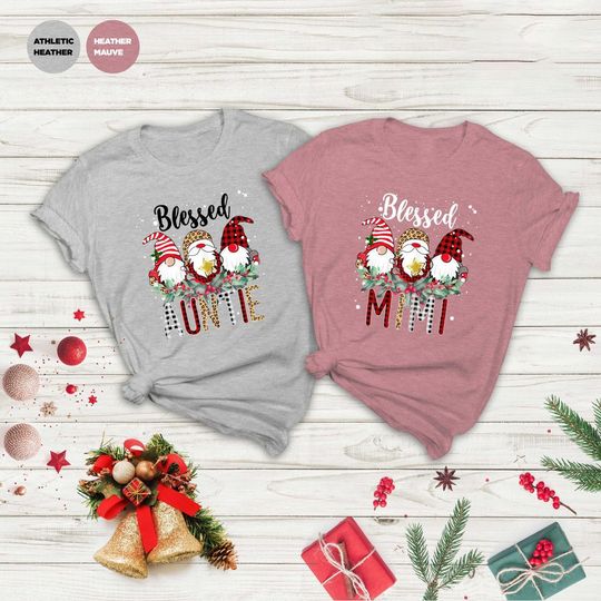Blessed Mimi Auntie Gnome Custom Christmas T-shirt