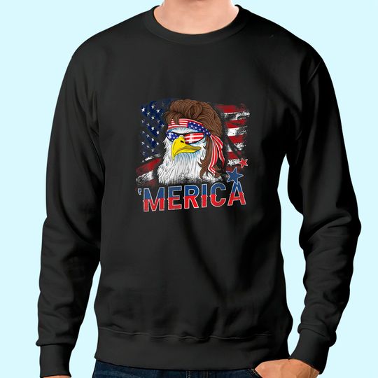 Merica Bald Eagle Mullet 4th Of July American Flag Patriotic Sweatshirt