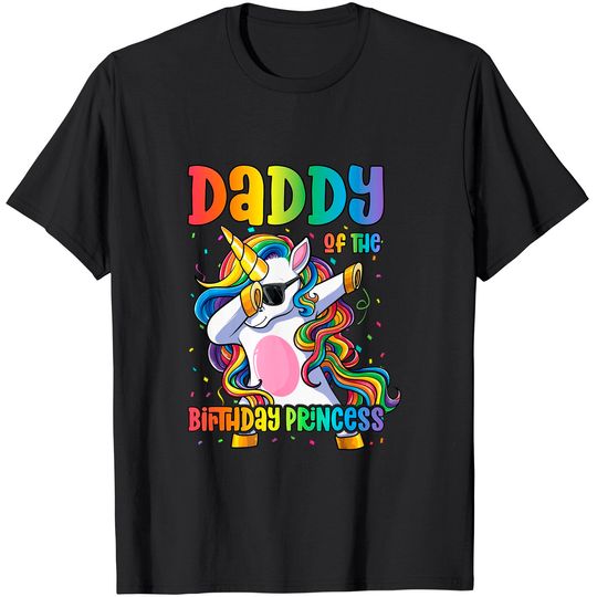 Mens Daddy of the Birthday Princess Dabbing Unicorn Girl T-Shirt