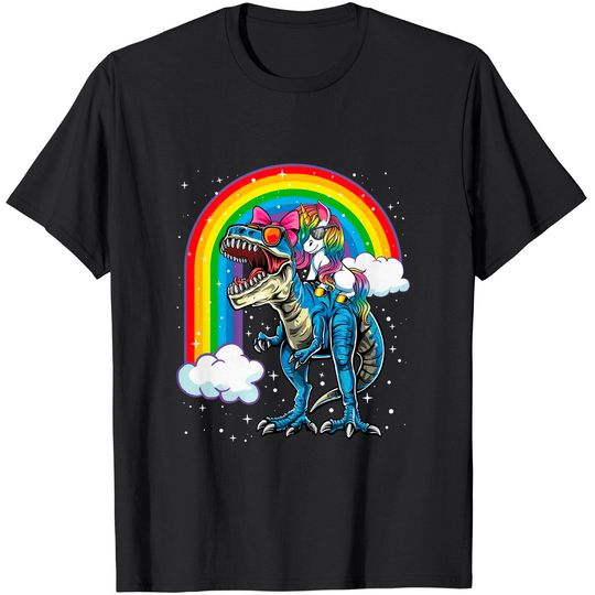 Unicorn Riding T rex, Dinosaur Boys Girls Kids Gift Men T-Shirt