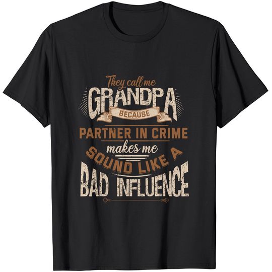 Funny Grandpa, Partner in Crime Phrase, Granddad Humor T-Shirt