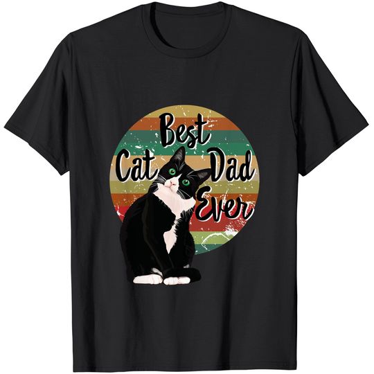 Best Cat Dad Ever Tuxedo Father's Day Gift Funny Retro Shirt T-Shirt