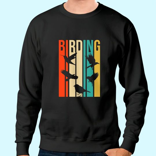 Vintage Style Birding Sweatshirt For Birders With Birds