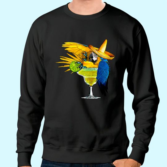 Parrot in Margarita Drinking Glass Tropical Vacation Sweatshirt