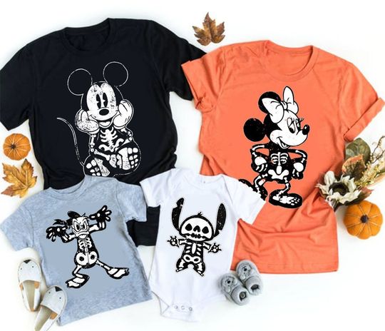 Disney Halloween Mickey Skeleton Family Matching T-Shirt