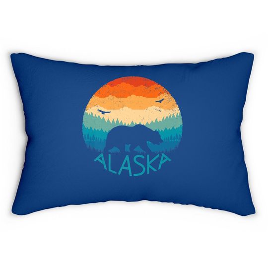 Alaska Retro Grizzly Bear Lumbar Pillow