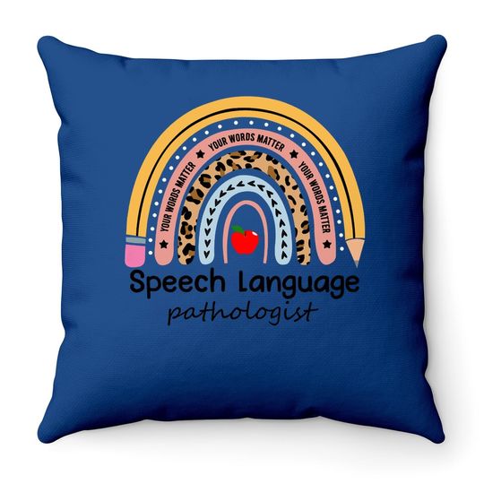 Speech Therapy Leopard Rainbow Throw Pillow