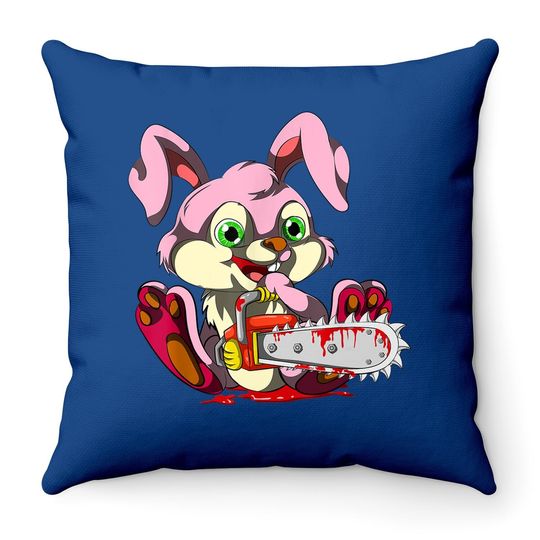 Bloody Chainsaw Bunny Halloween Horror Rabbit Throw Pillow