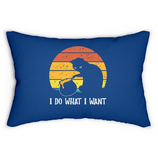 I Do What I Want Vintage Funny Cat Lumbar Pillow