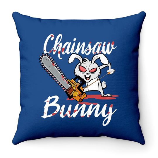 Scary Chainsaw Bunny Halloween Horror Movie Nightmare Throw Pillow