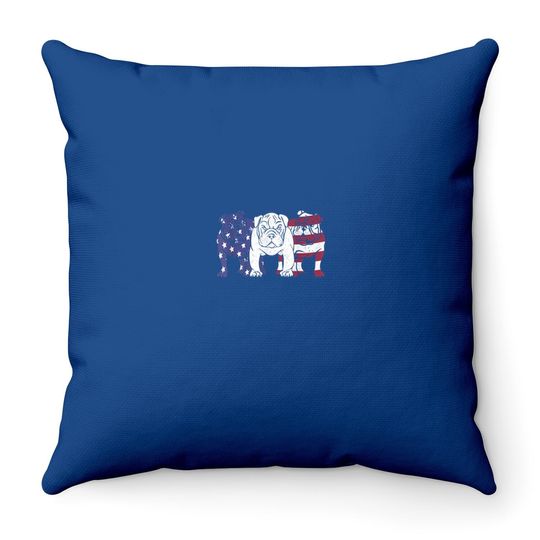 Unique English Bulldog Dog American Flag Throw Pillow