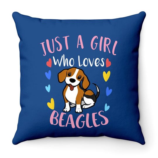 Just A Girl Who Loves Beagles Throw Pillow