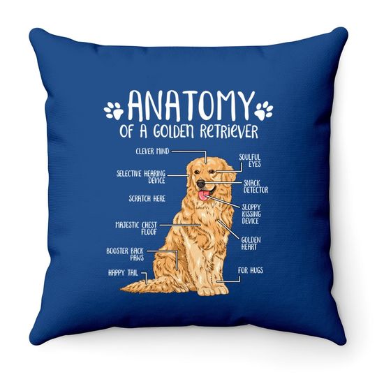 Anatomy Golden Retriever Dog Throw Pillow