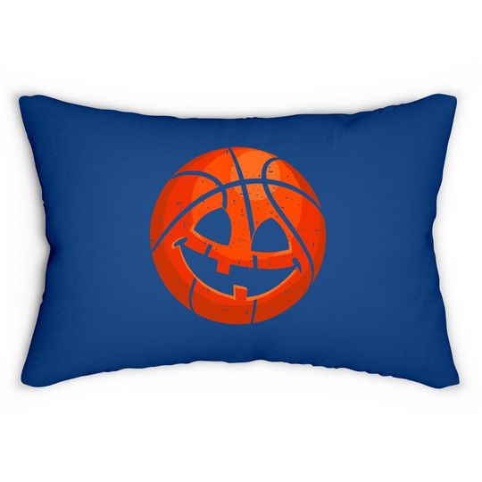 Basketball Pumpkin Face Halloween Jack-o-lantern Lumbar Pillow