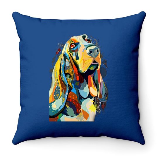 Basset Hound Hand Drawn Dog Lover Owner Paint Throw Pillow