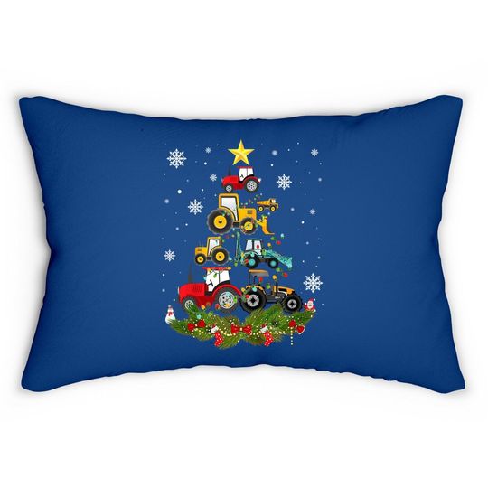 Tractor Christmas Tree Lumbar Pillow
