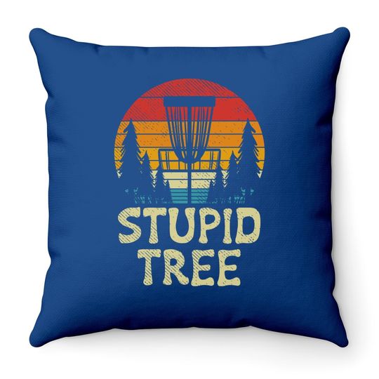 Stupid Tree Disc Golf Basket Retro Frisbee Golfing Golfer Throw Pillow