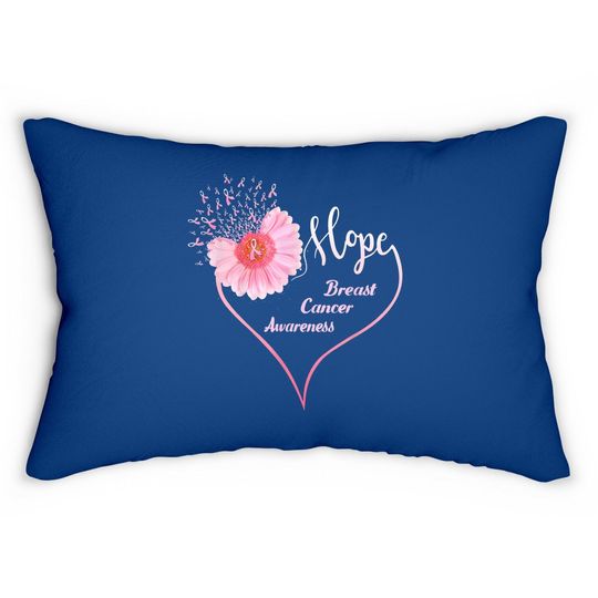 Faith Hope Love Heart Breast Cancer Awareness Pink Daisy Lumbar Pillow