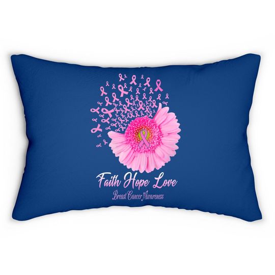 Faith Hope Love Pink Daisy Flower Breast Cancer Awareness Lumbar Pillow