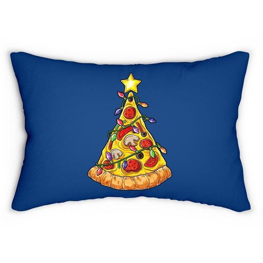 Pizza Christmas Tree Lights Funny Pajama Lumbar Pillow