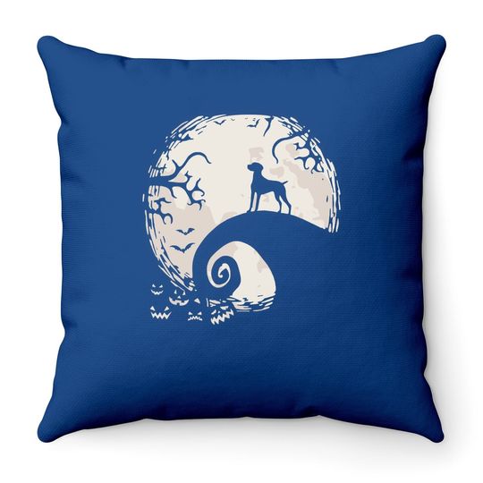 Vizsla Dog And Moon Howl In Forest Dog Halloween Party Throw Pillow