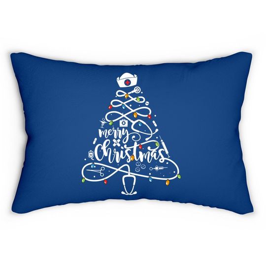 Merry Christmas Nurse Tree Lights Pajamas Lumbar Pillow