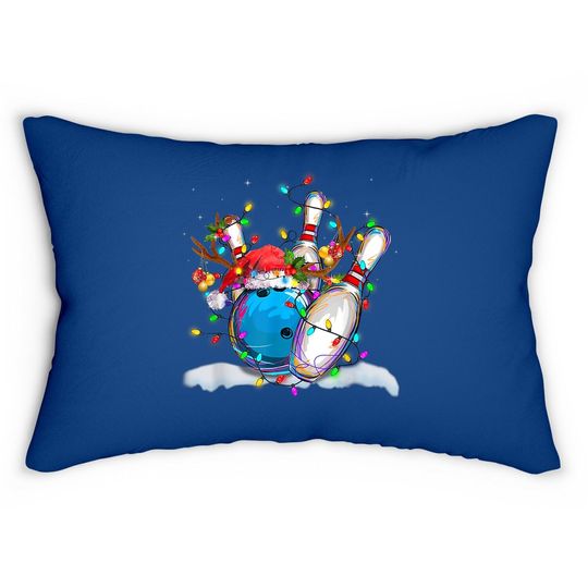 Funny Bowling Christmas Santa Hat Reindeer Light Pajama Lumbar Pillow