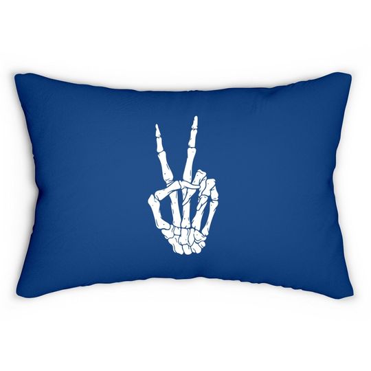 Peace Sign Skeleton Hand Lumbar Pillow