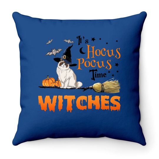 Hocus Pocus Time Wiches Cat Classic Throw Pillow