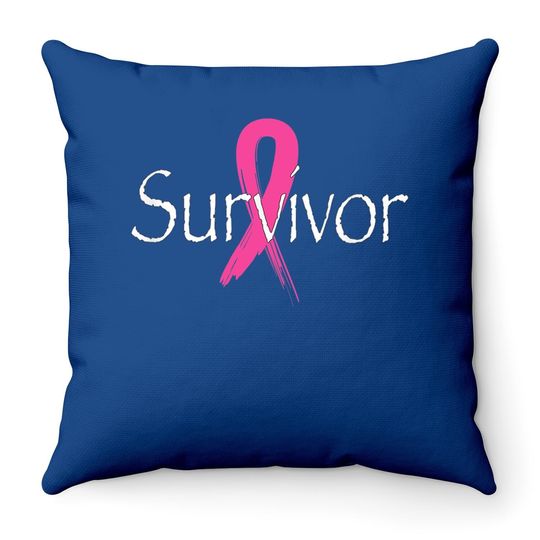 Breast Cancer Survivor Pink Ribbon Awareness Month Throw Pillow