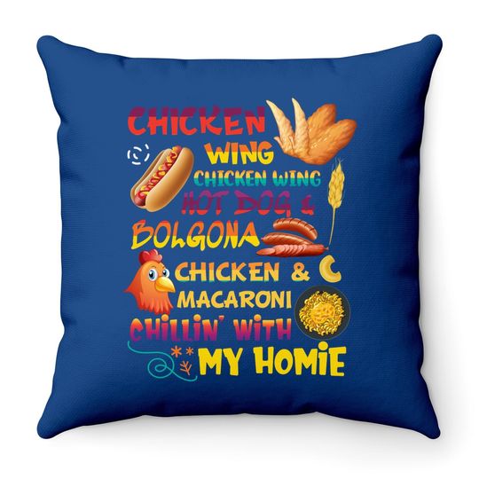Cooked Chicken Wing Chicken Wing Hot Dog Bologna Macaroni Throw Pillow