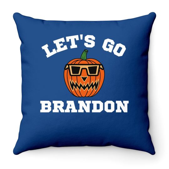 Let's Go Brandon Chant Halloween Pumpkin In Glasses Throw Pillow