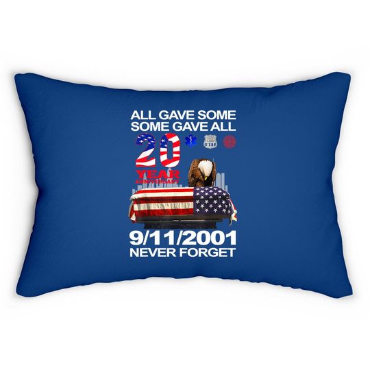 Never Forget 9-11-2001 20th Anniversary Firefighters Lumbar Pillow