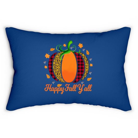Happy Fall Y'all Pumpkin Leopard Cute Autumn Lumbar Pillow