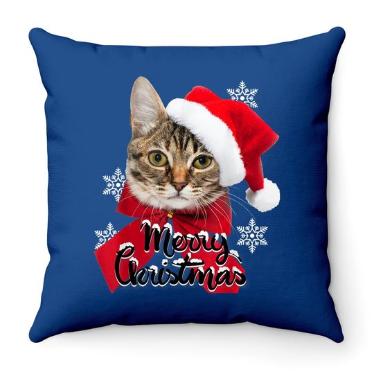 Christmas Cat Funny Throw Pillow