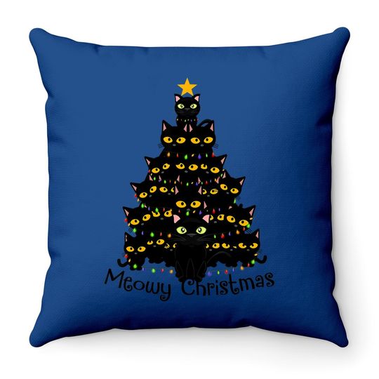 Meowy Cat Christmas Tree Throw Pillow Throw Pillow Plus Size Throw Pillow