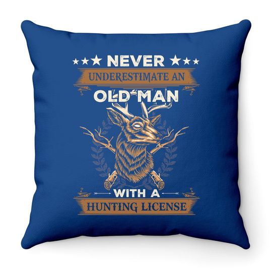 Never Underestimate An Old Man With A Hunting License Halloween Throw Pillow